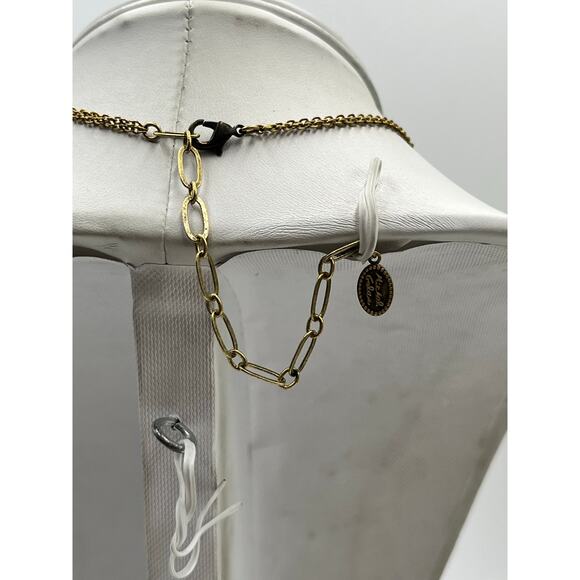 Michal Golan Turquoise and Black Evil Eye Necklace on Double Chain Rhinestone - Picture 7 of 15